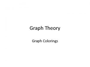 Graph Theory Graph Colorings Coloring Basics kcoloring of