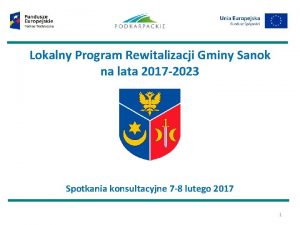 Lokalny Program Rewitalizacji Gminy Sanok na lata 2017