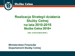 Realizacja Strategii dziaania Suby Celnej na lata 2010