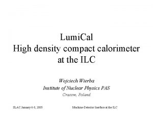 Lumi Cal High density compact calorimeter at the