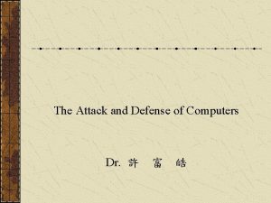 The Attack and Defense of Computers Dr Name