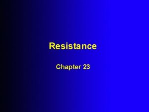 Resistance Chapter 23 Define Resistance The Resistance of