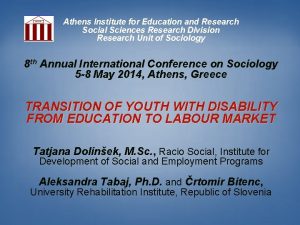 Athens Institute for Education and Research Social Sciences