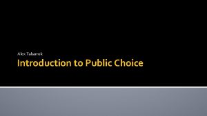 Alex Tabarrok Introduction to Public Choice What is
