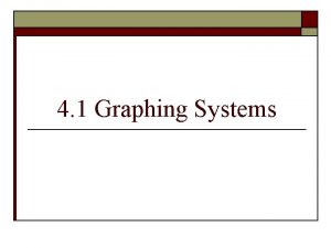 4 1 Graphing Systems Goals o SWBAT graph