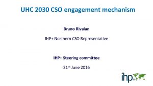 UHC 2030 CSO engagement mechanism Bruno Rivalan IHP