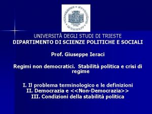 UNIVERSIT DEGLI STUDI DI TRIESTE DIPARTIMENTO DI SCIENZE