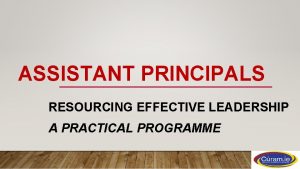 ASSISTANT PRINCIPALS RESOURCING EFFECTIVE LEADERSHIP A PRACTICAL PROGRAMME
