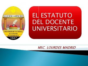EL ESTATUTO DEL DOCENTE UNIVERSITARIO MSC LOURDES MADRID