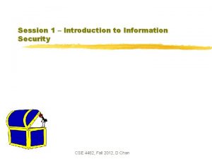 Session 1 Introduction to Information Security CSE 4482