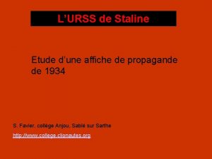 LURSS de Staline Etude dune affiche de propagande