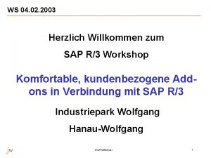 WS 04 02 2003 Herzlich Willkommen zum SAP