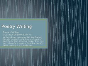 Poetry Writing Range of Writing CCSS ELALITERACY W