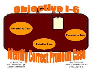 Nominative Case Possessive Case Objective Case Dr Patrick