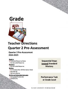 Grade th 5 Teacher Directions Quarter 2 PreAssessment