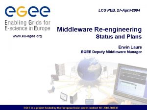 LCG PEB 27 April2004 Middleware Reengineering www euegee