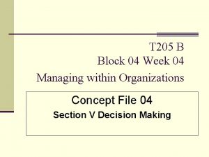 T 205 B Block 04 Week 04 Managing