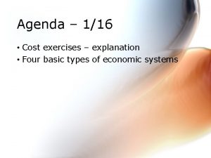 Agenda 116 Cost exercises explanation Four basic types