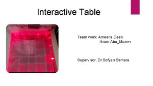 Interactive Table Team work Ameena Deeb Ikram AbuMazen