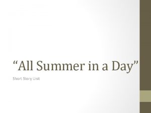 All Summer in a Day Short Story Unit