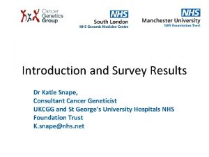 Introduction and Survey Results Dr Katie Snape Consultant