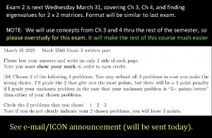 Exam 2 is next Wednesday March 31 covering