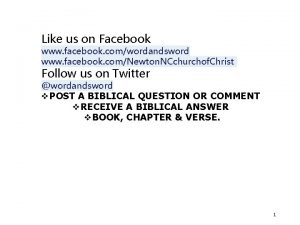 Like us on Facebook www facebook comwordandsword www