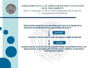 UNIDAD DIDCTICA I EL OBJETO DE ESTUDIO Y