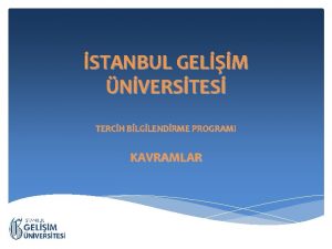 STANBUL GELM NVERSTES TERCH BLGLENDRME PROGRAMI KAVRAMLAR ETMN