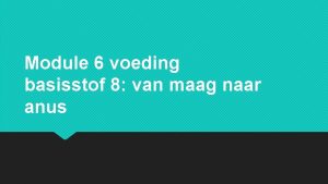 Module 6 voeding basisstof 8 van maag naar