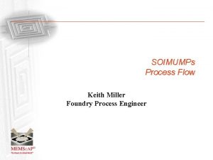 SOIMUMPs Process Flow Keith Miller Foundry Process Engineer