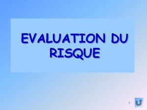 EVALUATION DU RISQUE 1 1 MAITRISE DES RISQUES