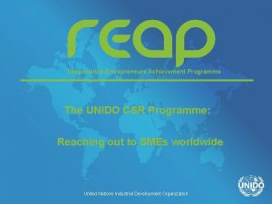 Responsible Entrepreneurs Achievement Programme The UNIDO CSR Programme