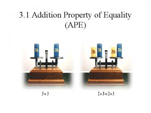 3 1 Addition Property of Equality APE The