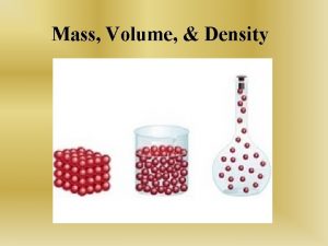 Mass Volume Density Mass Measurement of the amount