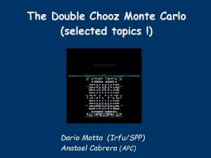 The Double Chooz Monte Carlo selected topics Dario