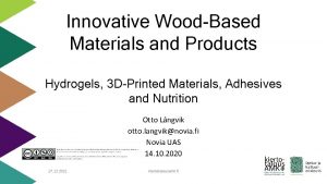 Innovative WoodBased Materials and Products Hydrogels 3 DPrinted