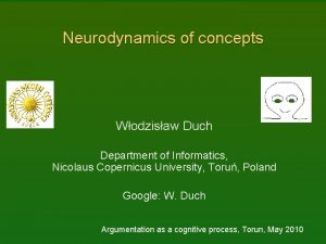 Neurodynamics of concepts Wodzisaw Duch Department of Informatics