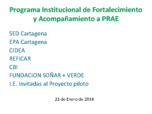 Programa Institucional de Fortalecimiento y Acompaamiento a PRAE