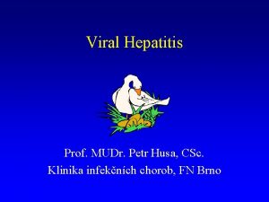 Viral Hepatitis Prof MUDr Petr Husa CSc Klinika