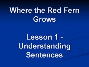 Where the Red Fern Grows Lesson 1 Understanding