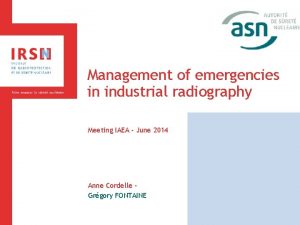 Management of emergencies in industrial radiography Meeting IAEA