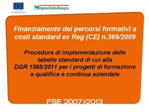 Finanziamento dei percorsi formativi a costi standard ex