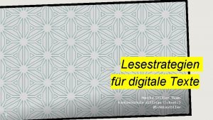 Lesestrategien fr digitale Texte Monika Stiller Thoms Kantonsschule