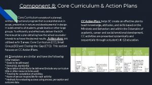 Component 8 Core Curriculum Action Plans Core Curriculum
