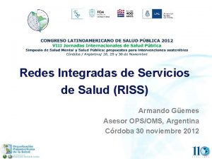 Redes Integradas de Servicios de Salud RISS Armando