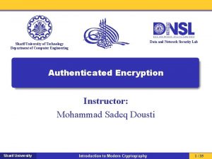 Data and Network Security Lab Sharif University of