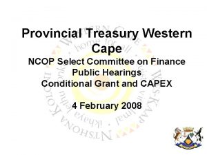 Provincial Treasury Western Cape NCOP Select Committee on