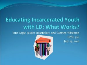 Educating Incarcerated Youth with LD What Works Jana