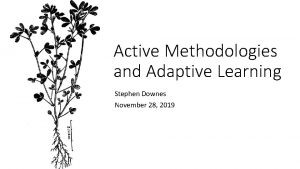 Active Methodologies and Adaptive Learning Stephen Downes November